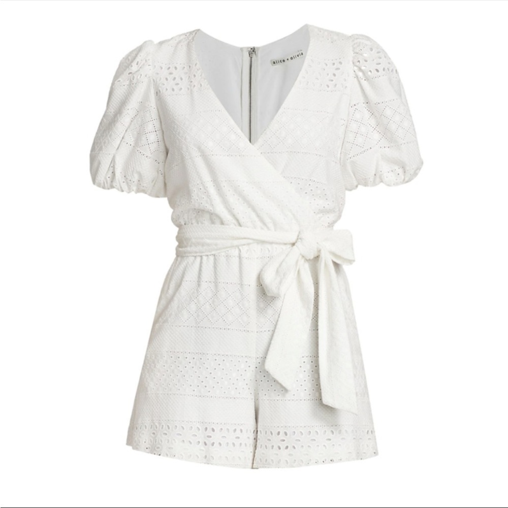 Alice + Olivia White Eyelet Romper